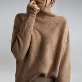 Elara | Women's Turtleneck Sweater with Classic Argyle Pattern