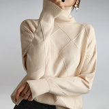 Elara | Women's Turtleneck Sweater with Classic Argyle Pattern