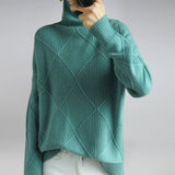 Elara | Women's Turtleneck Sweater with Classic Argyle Pattern