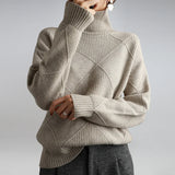 Elara | Women's Turtleneck Sweater with Classic Argyle Pattern