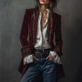 Ivana | Elegant Embroidered Long Blazer Jacket
