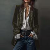 Ivana | Elegant Embroidered Long Blazer Jacket