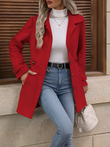Evelyn | Elegant Trench Coat with Waist Straps & Notched Collar