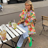 Fiona | Colorful Floral Print Spring Jacket