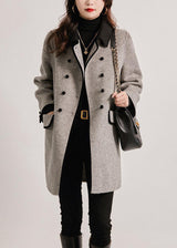Maelle | French Grey Double-Breasted Wool Coat