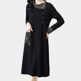Vanya | Women's Midi Dress with Decorative Cuff & Collar Details