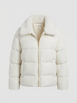 Freya | Quilted Faux-Leather Puffer Jacket with Plush Collar