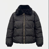Freya | Quilted Faux-Leather Puffer Jacket with Plush Collar