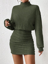 Jasmine | Women's Ribbed Turtleneck Knit Dress