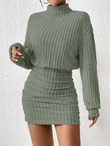 Jasmine | Women's Ribbed Turtleneck Knit Dress