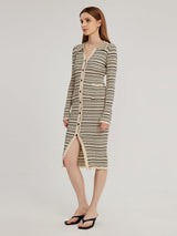 Tamsin | Striped Knit Dress with Collar