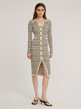 Tamsin | Striped Knit Dress with Collar