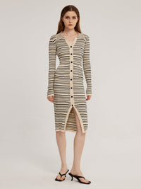 Tamsin | Striped Knit Dress with Collar