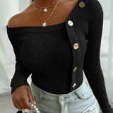 Daisy | Elegant Ribbed Knit Pullover with Cardigan Detail