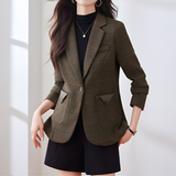 Evelyn | Tailored Checked Blazer with Single-Button Closure