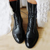 Esther | Women's Lace-Up Ankle Boots with Flat Sole and Leather Look