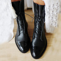 Esther | Women's Lace-Up Ankle Boots with Flat Sole and Leather Look