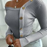 Daisy | Elegant Ribbed Knit Pullover with Cardigan Detail