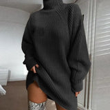 Celeste | Women's Turtleneck Sweater Dress with Oversized Sleeves
