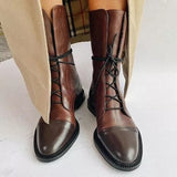 Sophia | Elegant Pointed Toe Lace-Up Ankle Boots