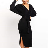 Naomi | Elegant Belted Knit Dress for Women