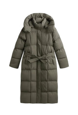 Elena | Long Quilted Jacket with Tie Belt