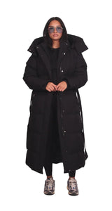Elena | Long Quilted Jacket with Tie Belt
