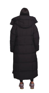 Elena | Long Quilted Jacket with Tie Belt
