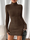 Allison | Women's Ribbed Turtleneck Long Sleeve Mini Dress