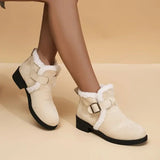 Elodie | Suede Ankle Boots with Faux-Fur Cuffs for Women