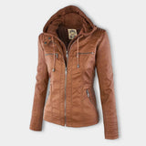 Franci | Stylish Hooded Leather Jacket