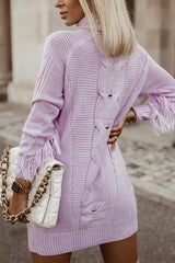 Quilla | Classic Ribbed Knit Dress with Roll Neck