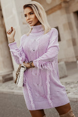 Quilla | Classic Ribbed Knit Dress with Roll Neck