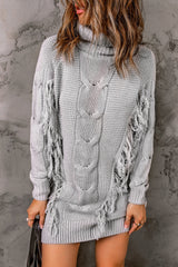Quilla | Classic Ribbed Knit Dress with Roll Neck