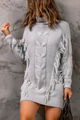 Quilla | Classic Ribbed Knit Dress with Roll Neck