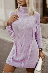 Quilla | Classic Ribbed Knit Dress with Roll Neck