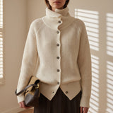Marielle | Women's Ribbed High-Neck Button Cardigan