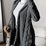 Olivia | Women's Longline Knit Cardigan with Button Closure