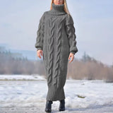 Phoebe | Cozy Cable-Knit Turtleneck Sweater Dress