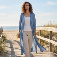 Renee | Women's Elegant Longline Knit Cardigan with Open Front