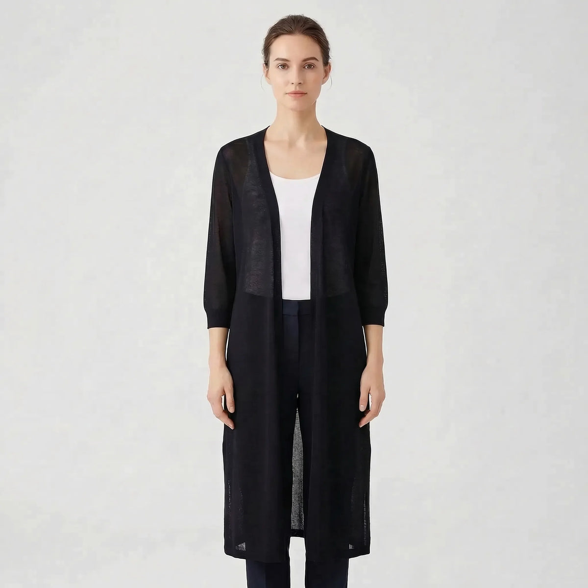 Renee | Women's Elegant Longline Knit Cardigan with Open Front