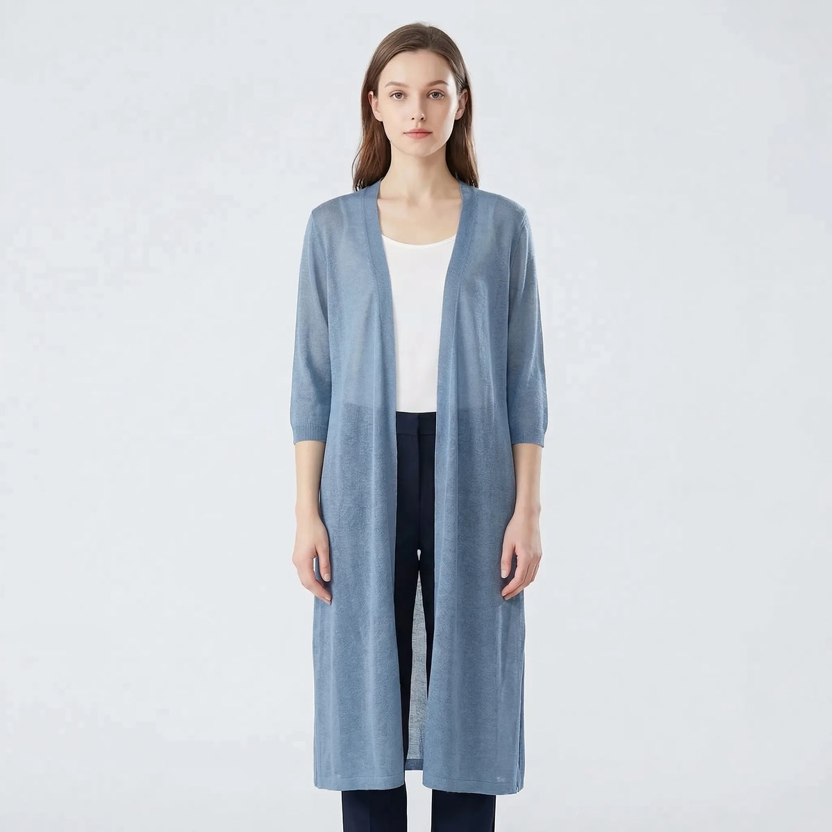 Renee | Women's Elegant Longline Knit Cardigan with Open Front