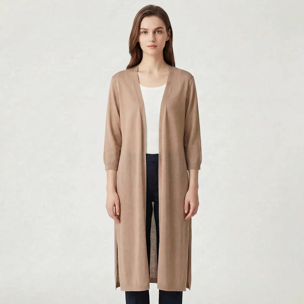 Renee | Women's Elegant Longline Knit Cardigan with Open Front