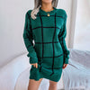 Elara | Loose-Fit Checked Knit Dress with Long Sleeves