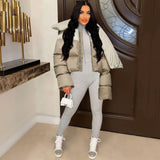 Liana | Two-Tone Puffer Jacket with Oversized Collar
