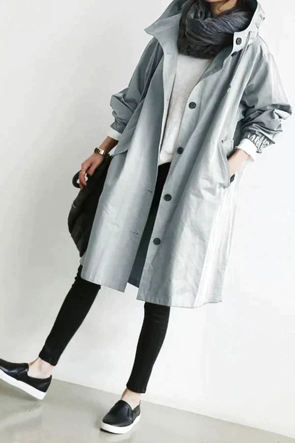 Isabella | Women's Knee-Length Hooded Coat with Tie Waist