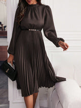 Laura | Women's Pleated Maxi Dress with Lantern Sleeves
