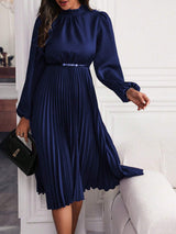 Laura | Women's Pleated Maxi Dress with Lantern Sleeves