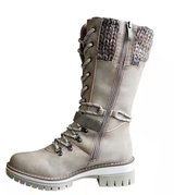 Eva | Women's Lace-Up Winter Boots with Knitted Shaft