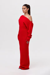 Rowan | Elegant Off-Shoulder Knit Maxi Dress